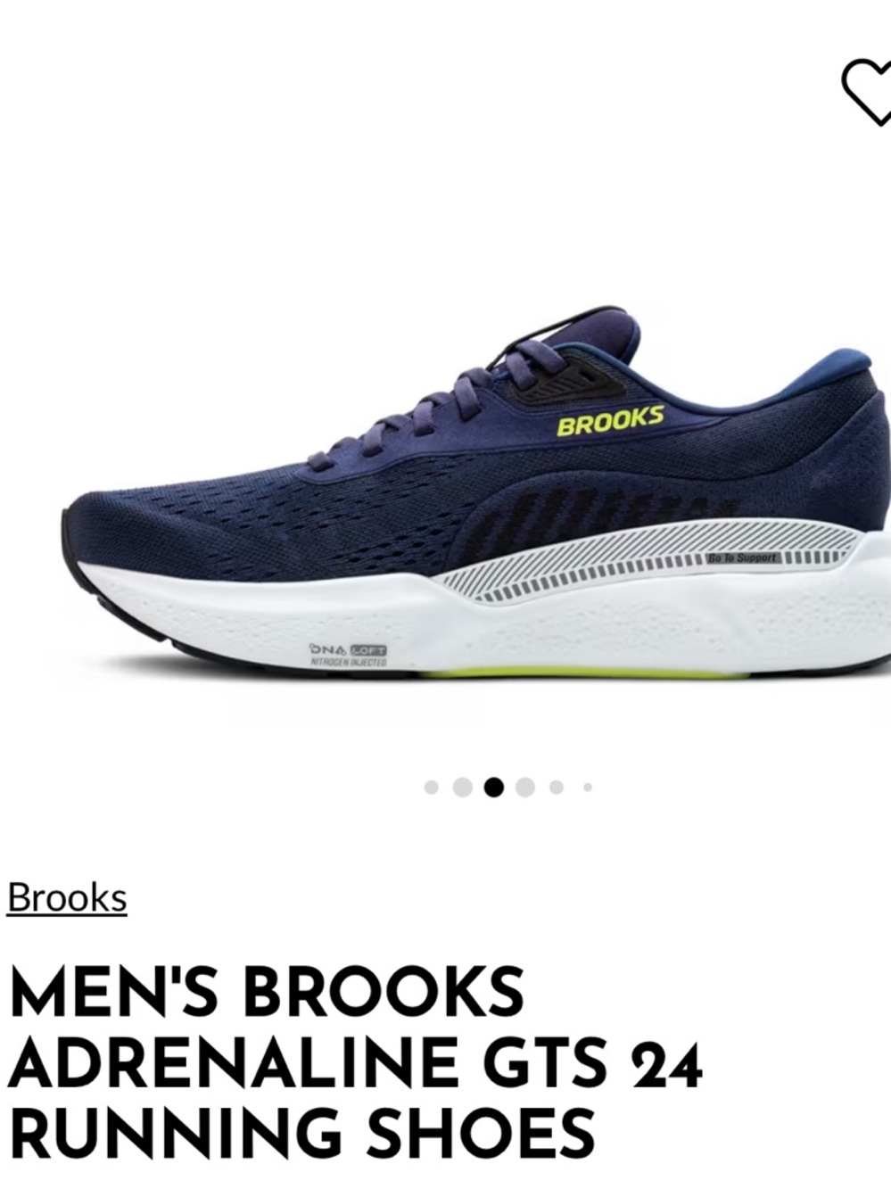 Brooks Adrenaline GTS 24 Running Shoes - Navy with Lime Accent